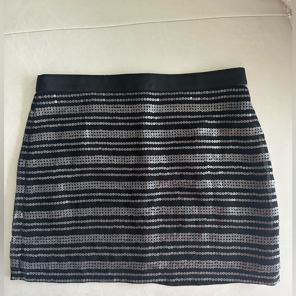 American Eagle Outfitters Black and Silver Sequin Mini Skirt